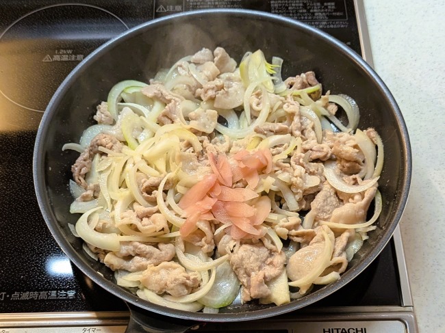 岩下の新生姜を加えた生姜焼き