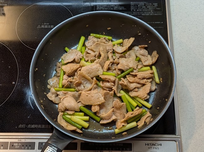 豚肉とにんにくの芽のオイスター炒め