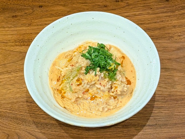 電子レンジで作る豆乳とキムチの春雨スープ